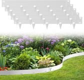 Merkloos / Sans marque Borderrand 18 x 100 cm Flexibel | 5 Stuks | met tips Metalen verzinkt Kantopsluiting | Tuinafboording zilver