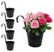 Omgoods - Set de 4 pots de fleurs suspendus en fer métallique, 16 cm