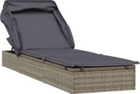 Lit de jardin avec toit pliable 213x63x97 cm poly rotin gris