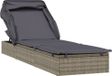 Lit de jardin avec toit pliable 213x63x97 cm poly rotin gris