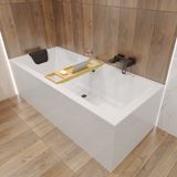 Badland QUADRO ligbad 155 x 70 cm wit met acrylpaneel met bamboe badplank