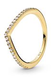 Pandora Sparkling Wishbone 14-karaats vergulde wishbone-ring met heldere zirkoniasteentjes, 62