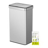 EKO NOVA 80 l vuilnisemmer met sensor, automatische keukenvuilnisemmer, rechthoekige bewegingssensor, afvalemmer, zacht sluitdeksel, vingerafdrukbestendig, elektrische vuilnisemmer, mat roestvrij