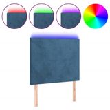 VidaXL Hoofdbord en Voeteneind Donkerblauw Polyester/Hout 800x50x1180-1280 mm met LED-strip
