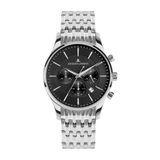 Jacques Lemans Datum horloge London Mannen Polshorloge Zwart Leer Staal 42 mm