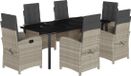 vidaXL 7-delige tuinset met kussens, polyrotan, grijs