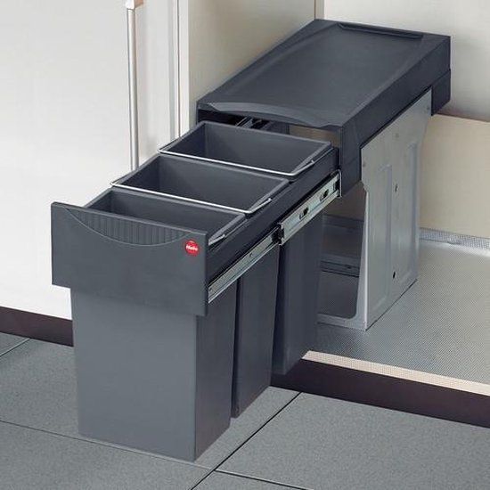 Hailo Tandem de Luxe Inbouw Prullenbak - 3 x 10 l - Grijs