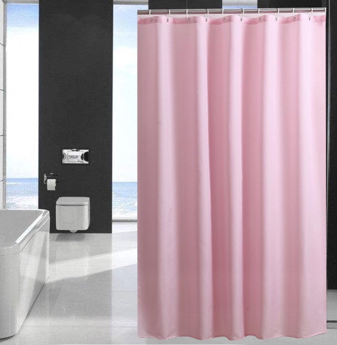 YUNICS YUNICS® Douchegordijn - Douchegodijnen - Inclusief Ringen - Anti Schimmel - Roze - 180 x 180 cm