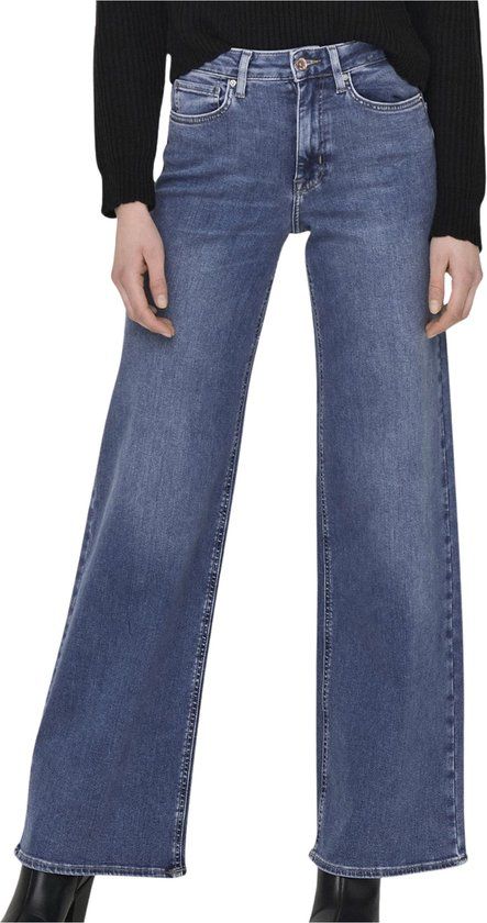ONLY ONLMADISON BLUSH HW WIDE DNM CRO372 Dames Jeans - Medium Blue Denim - Maat M/34