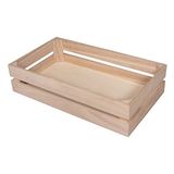Rayher 62728000 Houten kist met latten-look, 35,5 x 20,3 x 8,4 cm, hout FSC-gecertificeerd, plus 2 wandhaken, populierenhout, glad geslepen, lattenbodem om te beschilderen