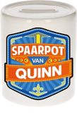 Bellatio Decorations Kinder spaarpot met naam - Quinn - keramiek - met dop - wit