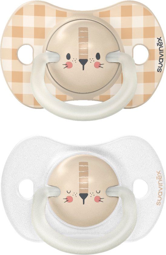 Suavinex Night & Day Reversible Duo Lion Beige 2 stuks 0-6m Silicone Fopspenen - 8426420082754