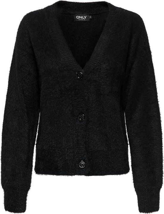 ONLY ONLELLA PIUMO LS CARDIGAN KNT NCA Women's Cardigan - Black - Size L