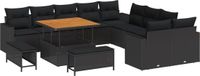 vidaXL Banc de jardin noir poly rotin