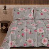 PETTI Artigiani Italiani Bedrukt winterdekbed 170 × 260 cm | Bloemen 20 Grijs