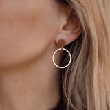 Hey Happiness Delicate Cirkel Hoepel Oorbellen Roestvrij Staal 18K Verguld - Stud 1,0 cm + Hoepel 2,5 cm - Roségoud