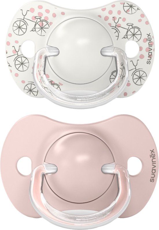 Suavinex A Walk In The Park Reversible Duo Nude 0-6m 2 stuks Silicone Fopspenen SXSAP1083188 - Wit/Roze