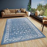 Hanse Home Curan Oosterse loper, klassiek geweven met rand, vintage look, licht glanzend, plat weefsel, voor slaapkamer, eetkamer, woonkamer, hal, blauw, 160 x 235 cm