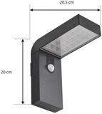 PRIOS Wandlampen buiten - 1licht - Aluminium, kunststof (PC) - H: 20 cm - zwart, helder - Inclusief lichtbron