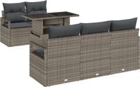 vidaXL Tuinbank Set 6-delig 5-zits Grijs Poly Rattan