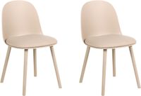 Beliani ANKENY - Set van 2 eetkamerstoelen - Beige - Kunstleer