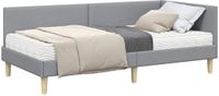 vidaXL Hoekbedframe met Matras Lichtgrijs Stof Tweepersoons