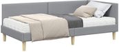 vidaXL Hoekbedframe met Matras Lichtgrijs Stof Tweepersoons