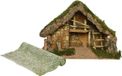 Merkloos / Sans marque Lege kerststal - L50 x B22 x H31 cm - incl. gras ondergrond/achtergrond - besneeuwd