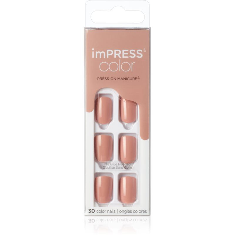 KISS imPRESS Color Gel Nagelkit, zandbox, met PureFit-technologie, Polish Free Colour Mani, incl. Prep Pad, mini-vijl, nagelriemstick en 30 kunstnagels