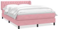 vidaXL Boxspringbed met matras, fluweel, roze, 140x220 cm