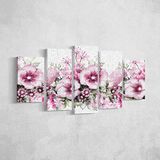 Homemania Afbeelding bloemen 5 natuur van woonkamer, meerkleurig, 100 x 3 x 60 cm, HM205PKNV-120, polyester, hout