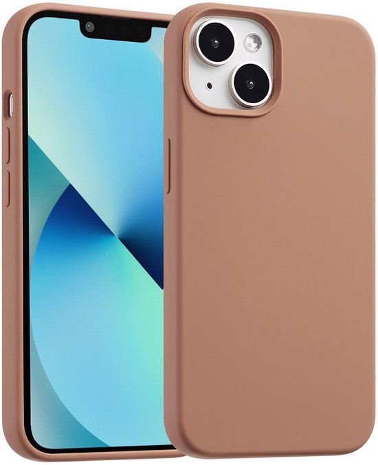 Accezz Liquid Silicone Backcover met MagSafe voor de Apple iPhone 13 Mini - Lichtbruin