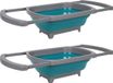 Merkloos Opvouwbare Afwasteil/Afwasbak - 2x - Grijs/Blauw - Kunststof - 26x39 cm