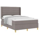 vidaXL Lit à ressorts avec tête de lit Taupe 140 x 200 cm tissu