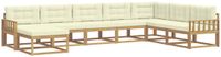vidaXL - Hoek loungeset - 8 zitplekken - Wit en crèmekleurig - Acacia hout