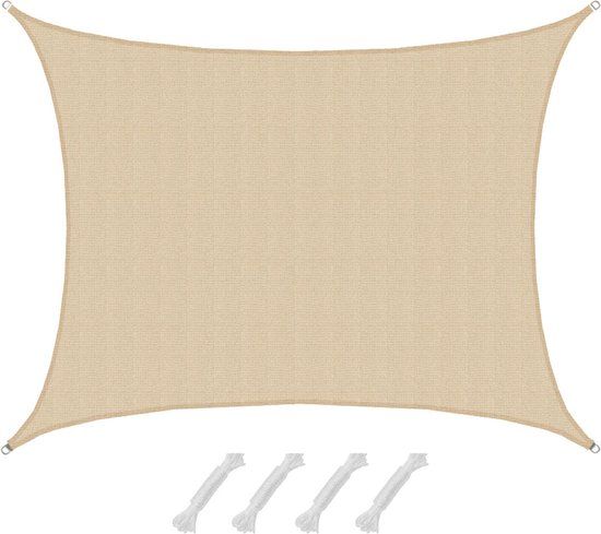 AMANKA 7x5 Zonneluifel Rechthoekig - Beige - Waterdoorlatend - 90% UV Bescherming - Vierkant