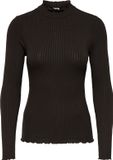 JDY Jacqueline de Yong T-shirt Jdyfransiska L/s Hi-nck Top Jr Noos 15228065 Black Koffie Dames Maat - S