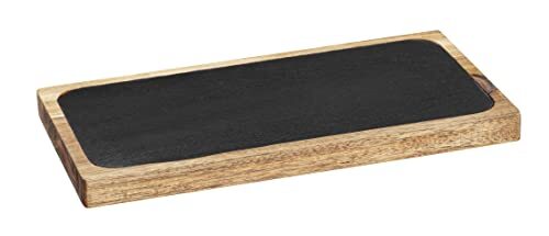 WENKO Serveerplank Ava, keukenplank van acaciahout FSC® gecertificeerd, rustieke snijplank met uitneembare leisteen plaat, ideaal voor het serveren, (B x H x D): 30 x 2 x 15 cm