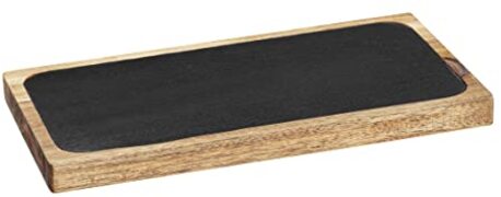 WENKO Serveerplank Ava, keukenplank van acaciahout FSC® gecertificeerd, rustieke snijplank met uitneembare leisteen plaat, ideaal voor het serveren, (B x H x D): 30 x 2 x 15 cm