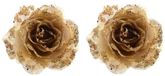 Decoris Kerstboomversiering Bloem - 2x - 14 cm - goud - op clip - ornament - roos