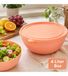 O46VS (MB8) Orange/Pêche Grand saladier en plastique pour salades, fruits et aliments – Récipient alimentaire pratique de 4 litres avec couvercle