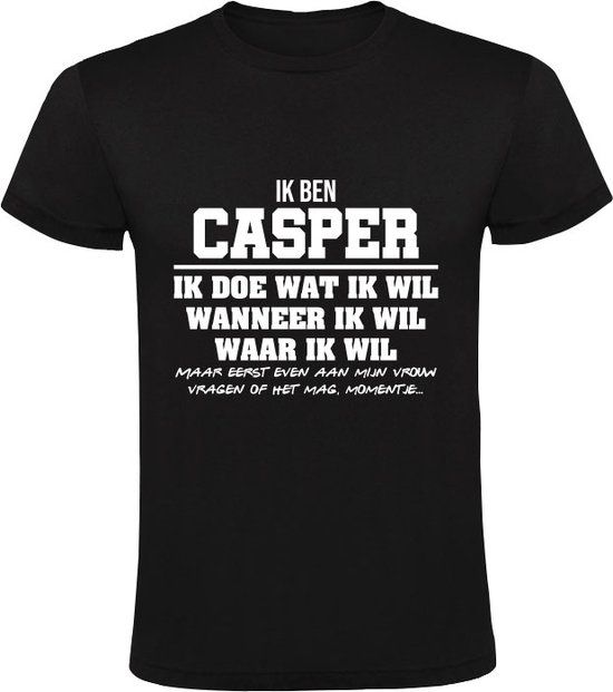 Casper Heren T-shirt Zwart Maat M - Verjaardagscadeau - Katoen