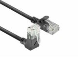 ACT Zwarte 0,5 meter U/UTP CAT6A LSZH slimline patchkabel met RJ45 connectoren, recht naar 90° haaks boven