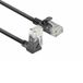 ACT Zwarte 0,5 meter U/UTP CAT6A LSZH slimline patchkabel met RJ45 connectoren, recht naar 90° haaks boven