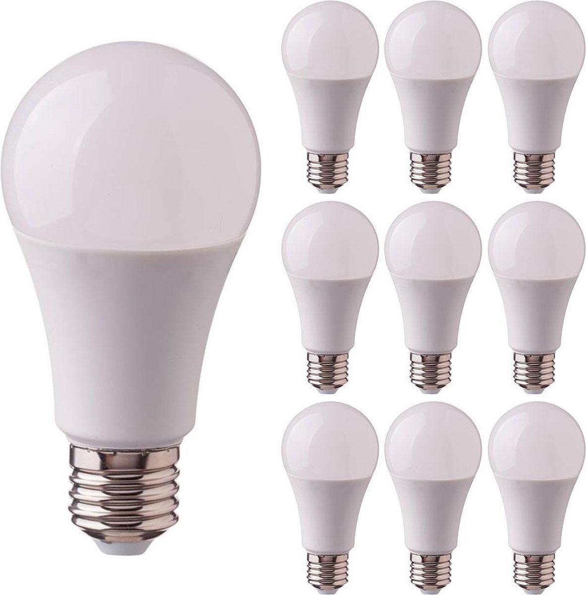 V-tac Voordeelpak 10 stuks E27 LED Lamp 9 Watt A60 2700K Warm wit licht Vervangt 60 Watt A60 peertje