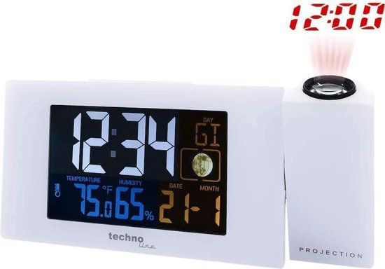 Technoline WT 537 - Wekker met Radio Controlled Time, Datum, Temperatuur & Luchtvochtigheid - Wit