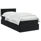 vidaXL Ottomaanse Bed met Matras en LED Zwart 90 x 190 cm fluweel