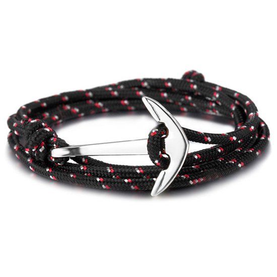 LGT JWLS Anker armband Zilverkleurig polyester koord