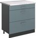 Vicco Keukenonderkast R-Line, Blauw-grijs/Antraciet, 80 cm met 3 laden marmer werkblad
