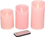 Anna's Collection Bougies coniques - 3x pièce - rose - Bougies LED - télécommande